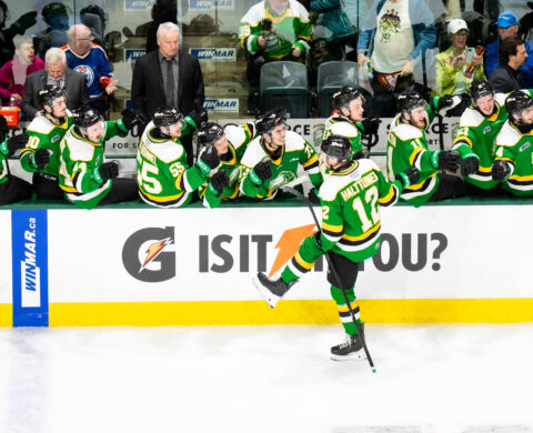 London Knights celebrate goal