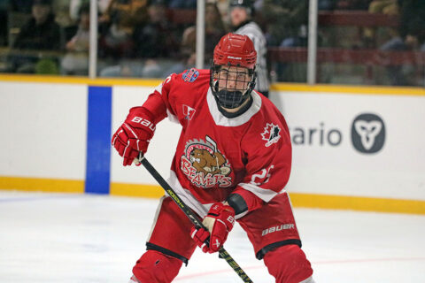 NOJHL Weekend Rundown: Sept. 13 38 Blind River Beavers' forward Caleb Walker (#25) readies for play.